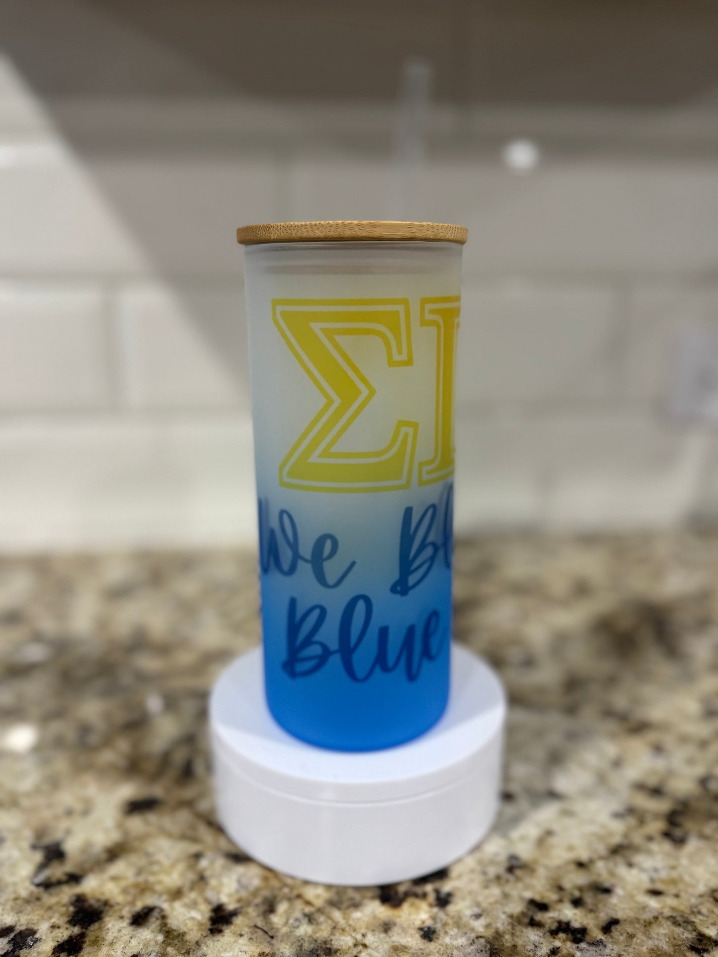Sigma Gamma Rho Glass Cup w/Bamboo Lid