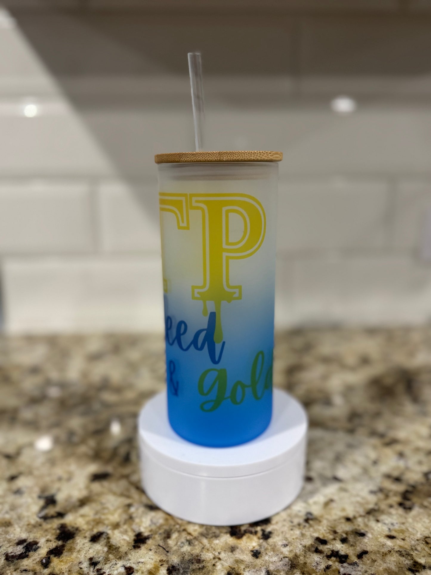 Sigma Gamma Rho Glass Cup w/Bamboo Lid