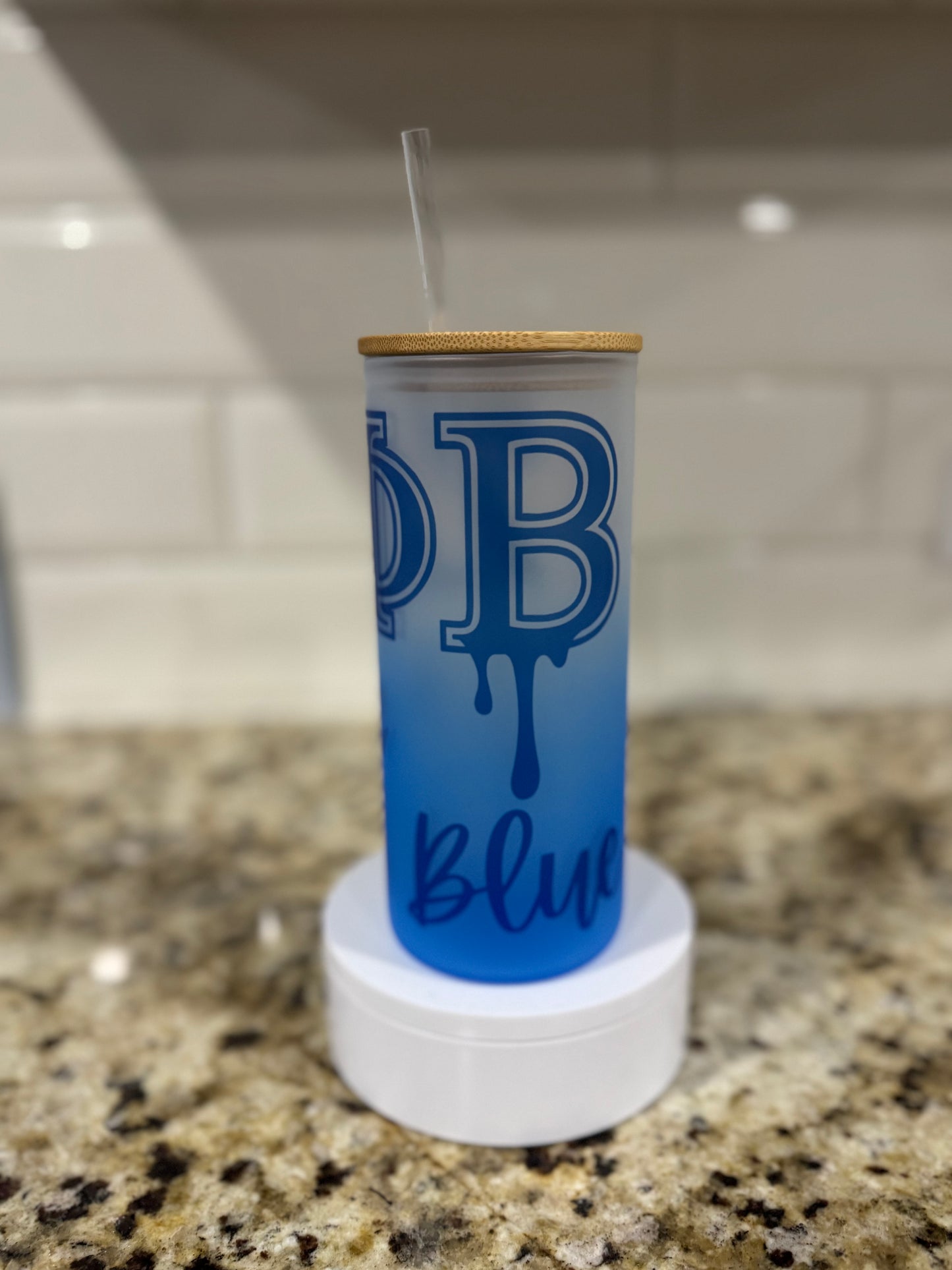 Zeta Phi Beta Glass Cup w/Bamboo Lid